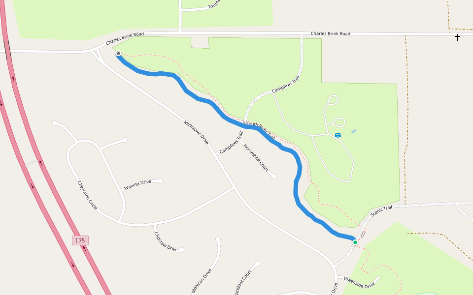 South River Trail walking route map in Gaylord