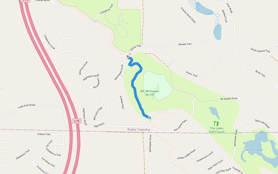 Nordic Trail walking route map in Gaylord