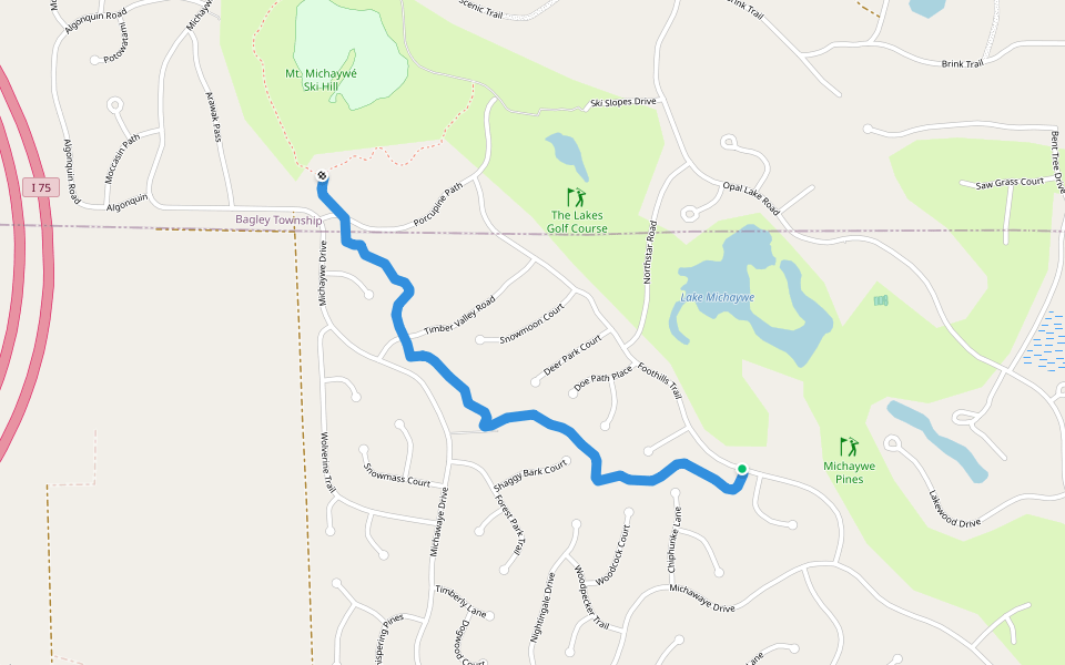 Maple Ridge Trail walking route map in Gaylord