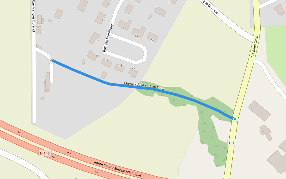 Chemin de la Voie au Loup walking route map in La Souterraine