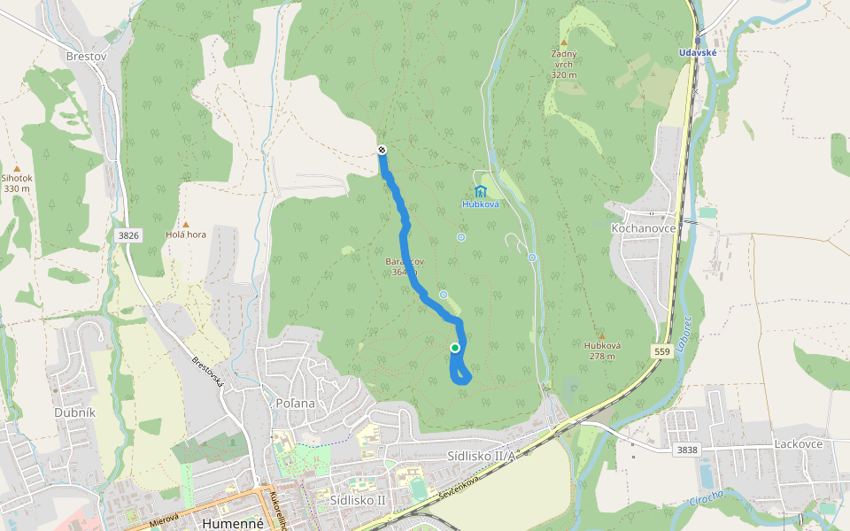 PAPO trail walking route map in Humenné