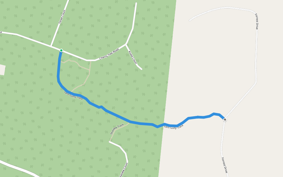 Fern Gully Track walking route map in Nyora