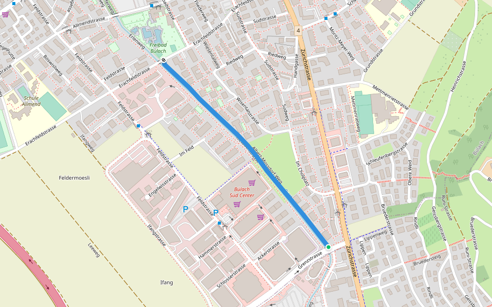 Albert-Mossdorf-Weg walking route map in Bachenbülach