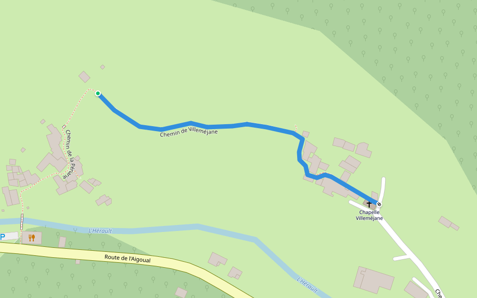 Chemin de Villeméjane walking route map in Val-d'Aigoual