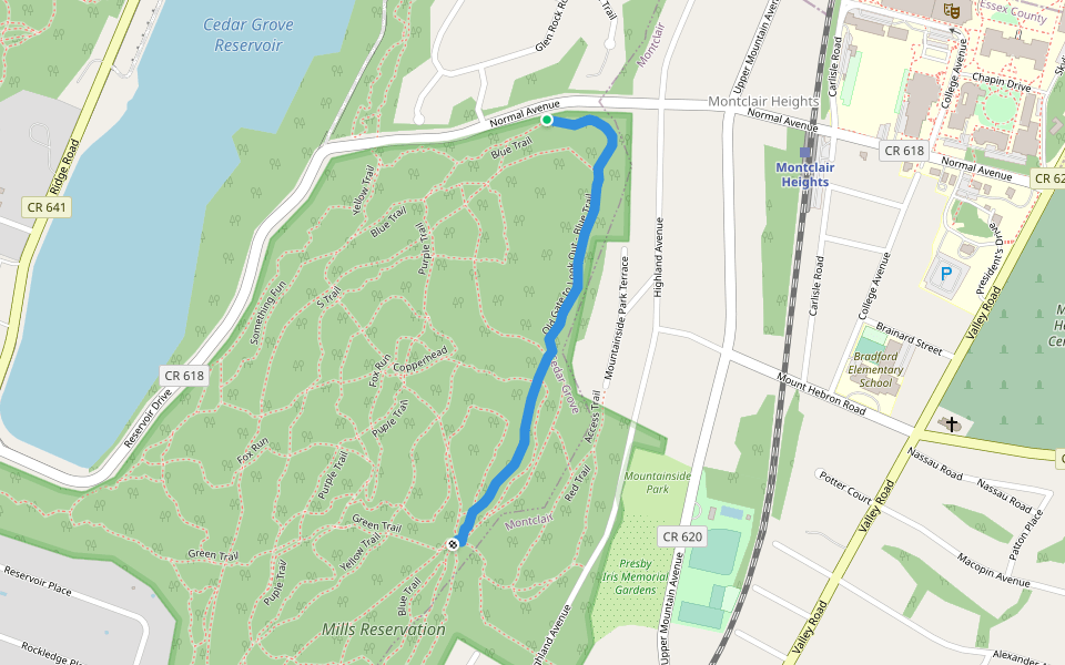 Old Gate to Look Out - Blue Trail walking route map in Cedar Grove