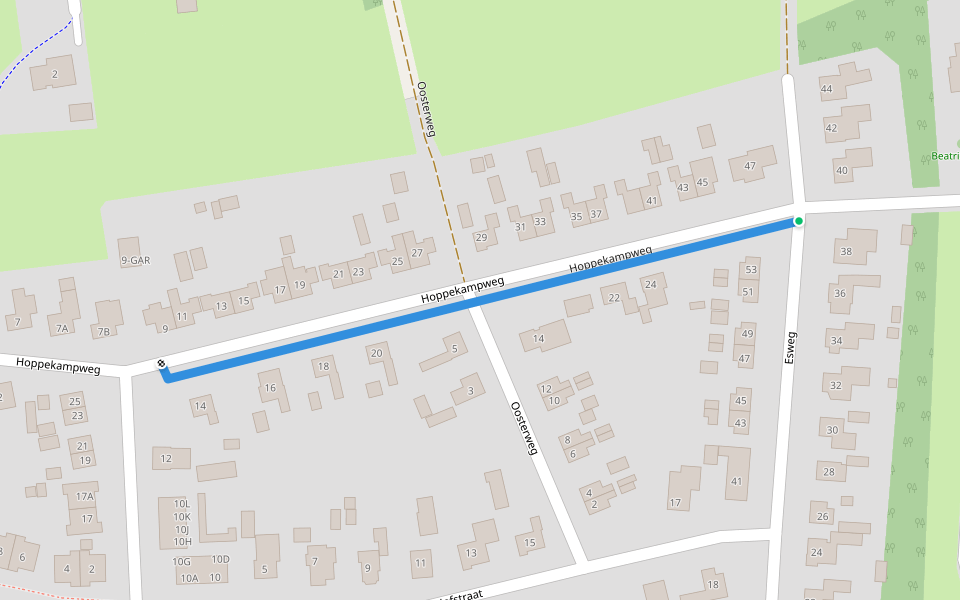 Hoppekampweg walking route map in Peize