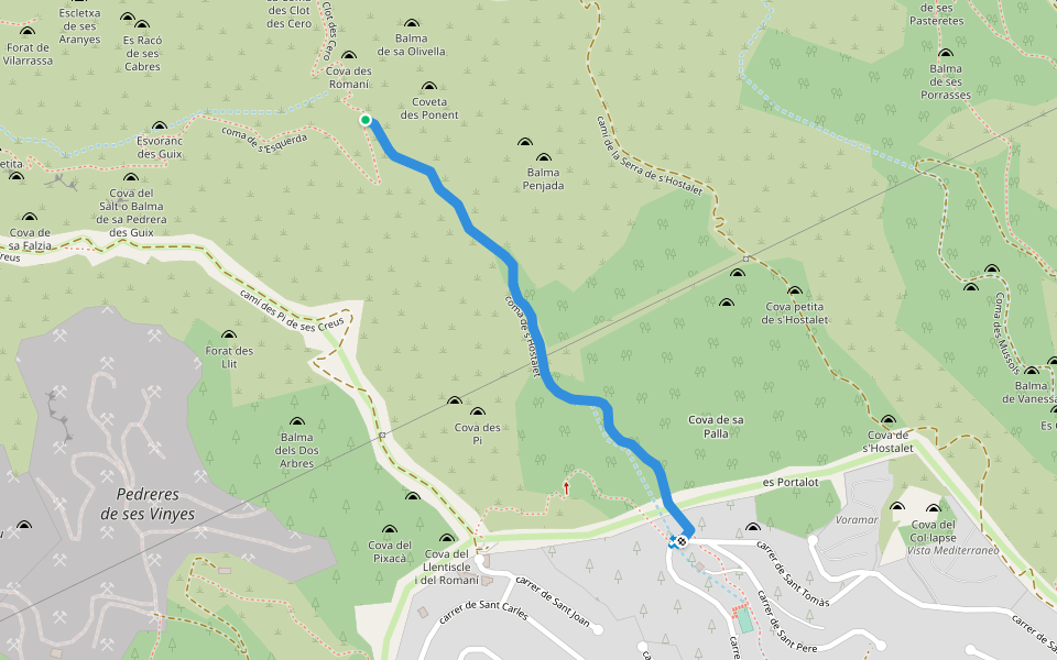 coma de s'Hostalet walking route map in Calvià
