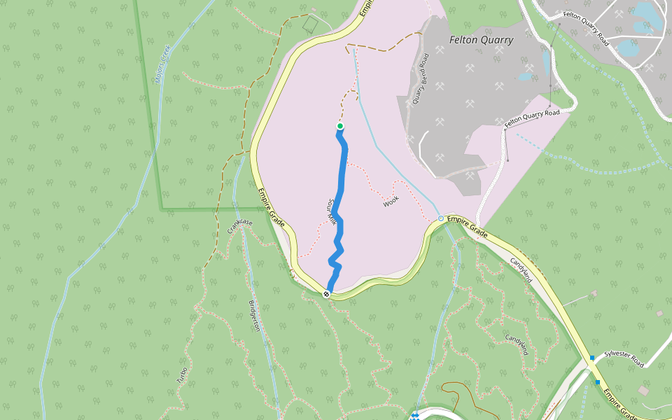 Sour Milk walking route map in Felton