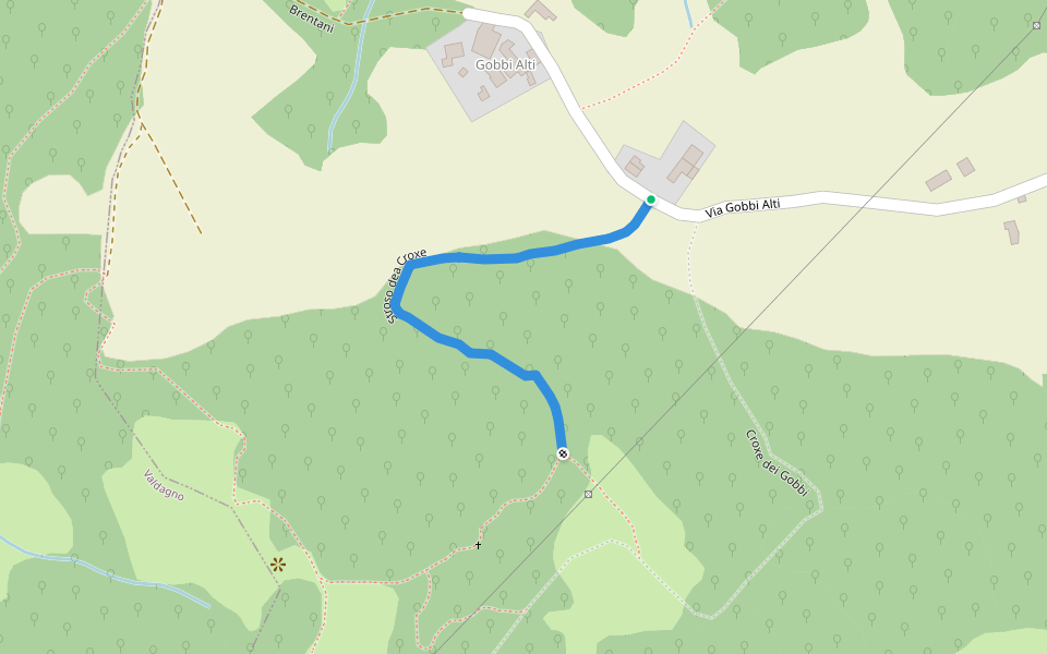 Stroso dea Croxe walking route map in Gobbi Alti