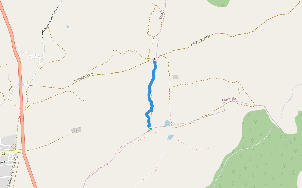 Sendero Cerro de los lobos walking route map in Mejorada