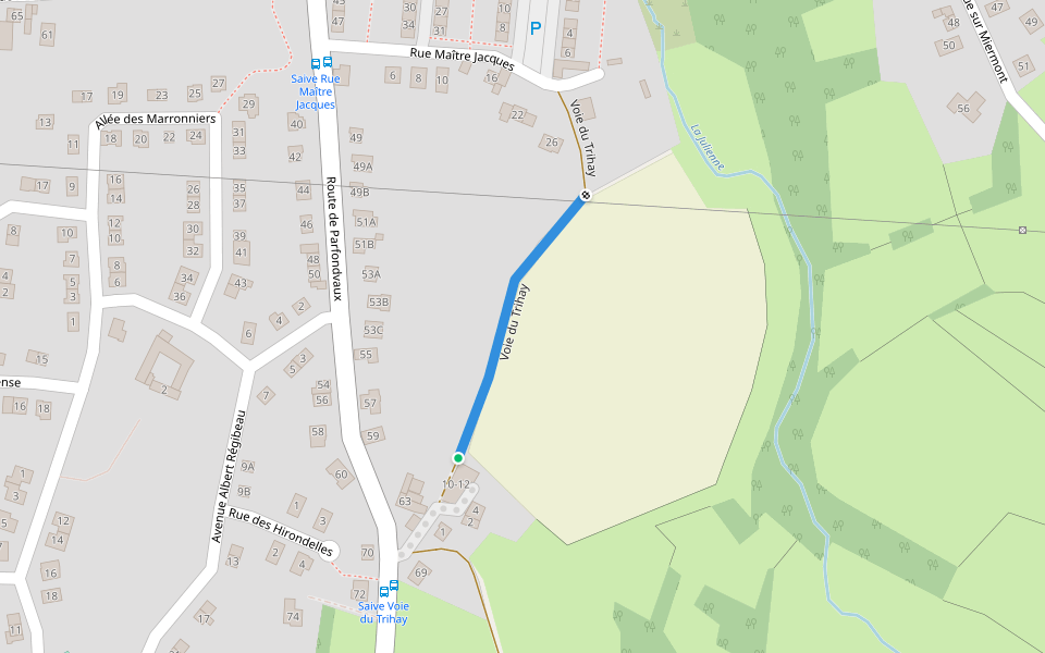 Voie du Trihay walking route map in Blegny