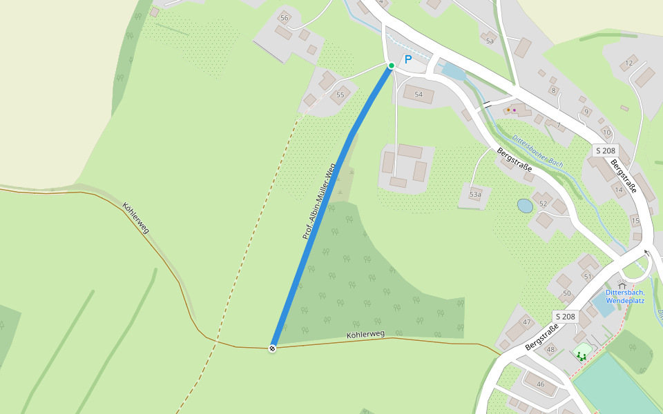 Prof.-Albin-Müller-Weg walking route map in Frauenstein
