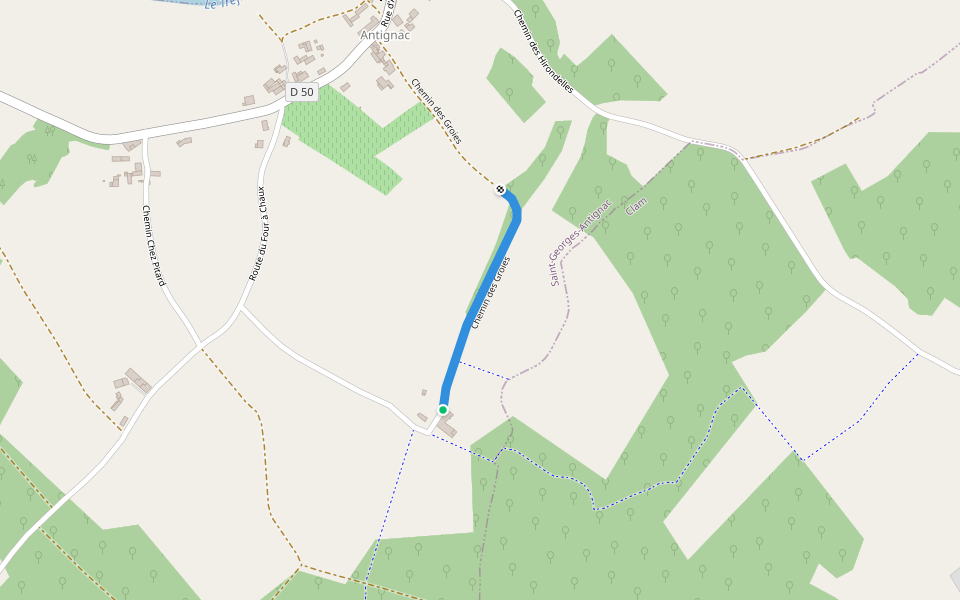 Chemin des groies walking route map in Saint-Georges-Antignac