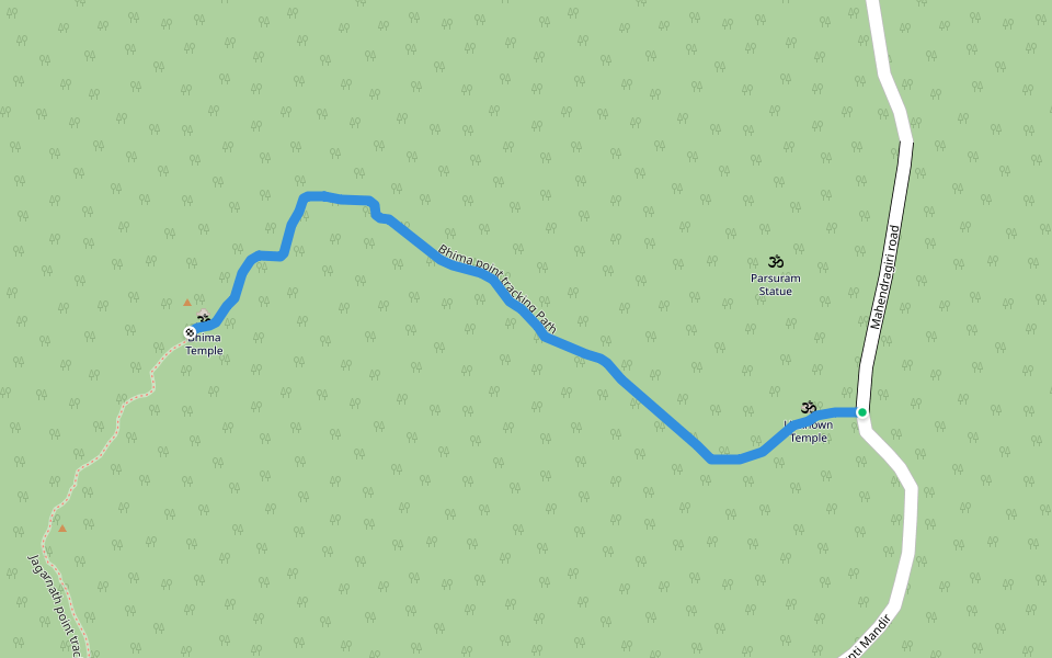 Bhima point tracking Path walking route map in Madaba