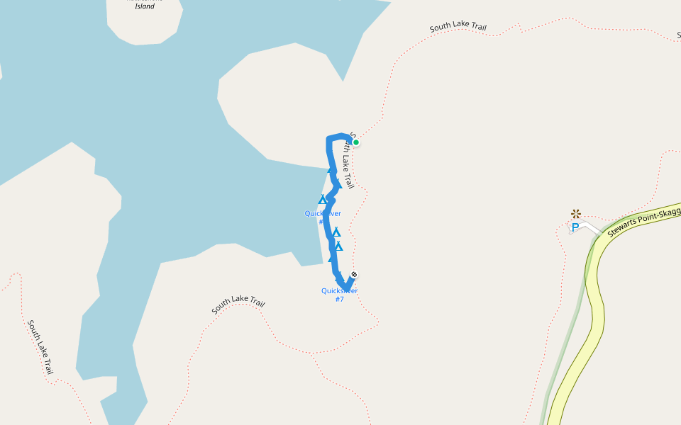 Quicksilver Camp spur walking route map in Geyserville