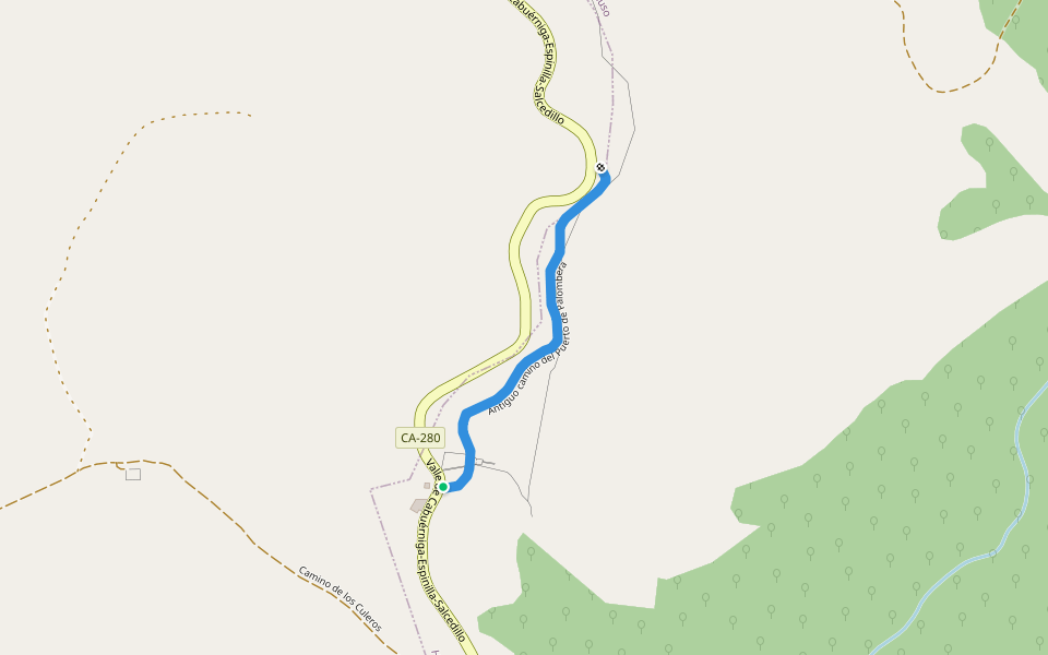 Antiguo camino del Puerto de Palombera walking route map in Soto