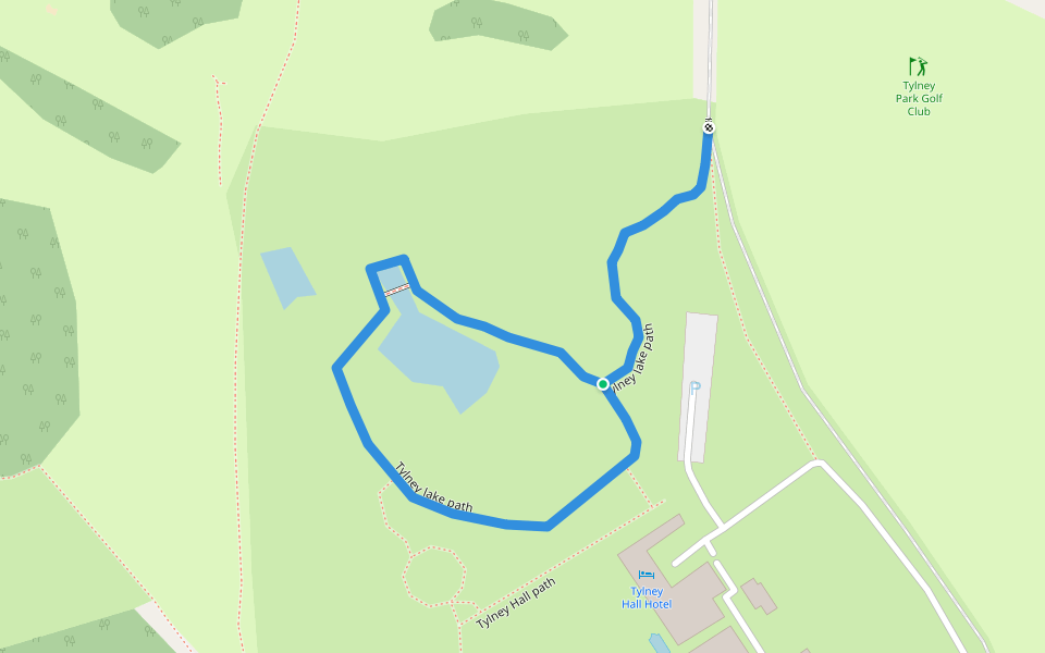 Tylney lake path walking route map in Rotherwick