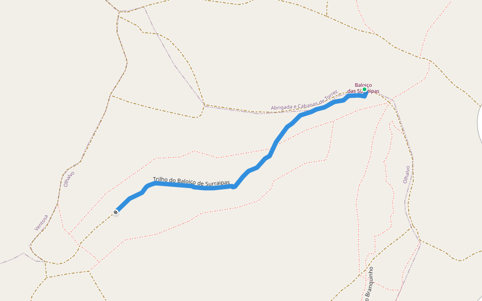 Trilho do Baloiço de Surraipas walking route map in Abrigada