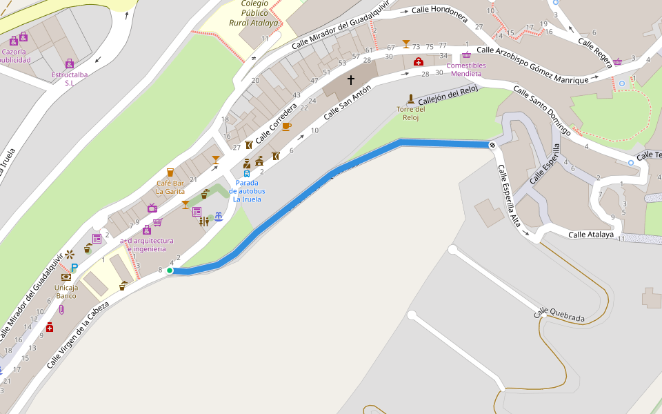 Sendero de la Quebrada walking route map in La Iruela
