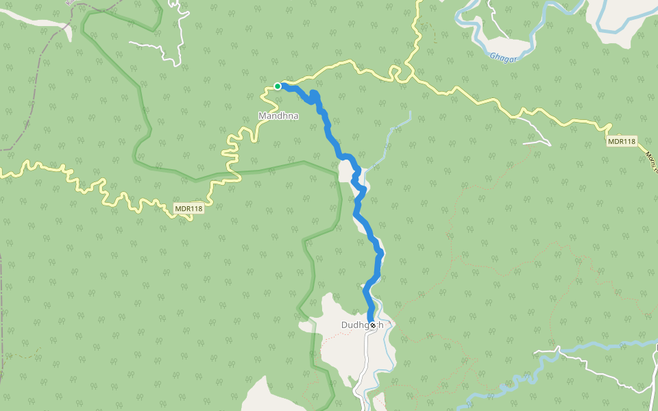 mandhna dudgarh road walking route map in Mandhna