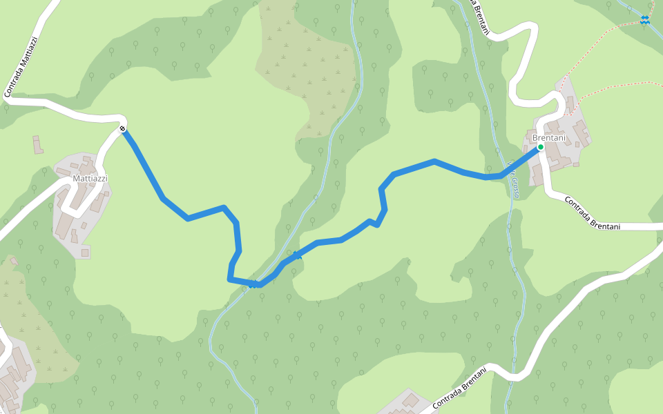 attraversanto da brentani a mattiazzi walking route map in Brentani