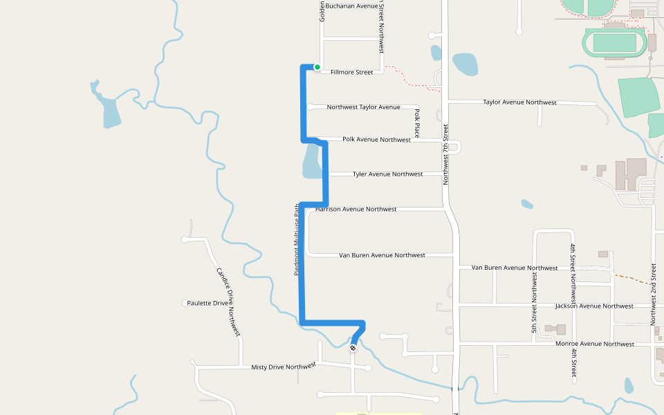 Piedmont Multi-use Path walking route map in Piedmont