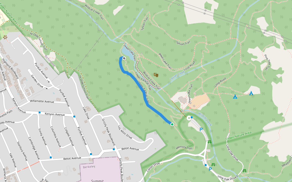 Upper Packrat Trail walking route map in Kensington