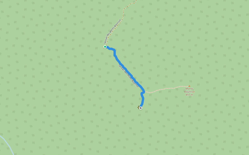 Sentier des Monts Bourniol walking route map in Rouyn-Noranda