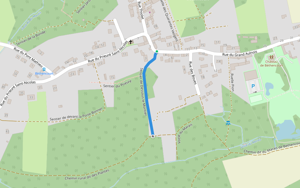 Sentier de Dessous le Montier walking route map in Bailleval