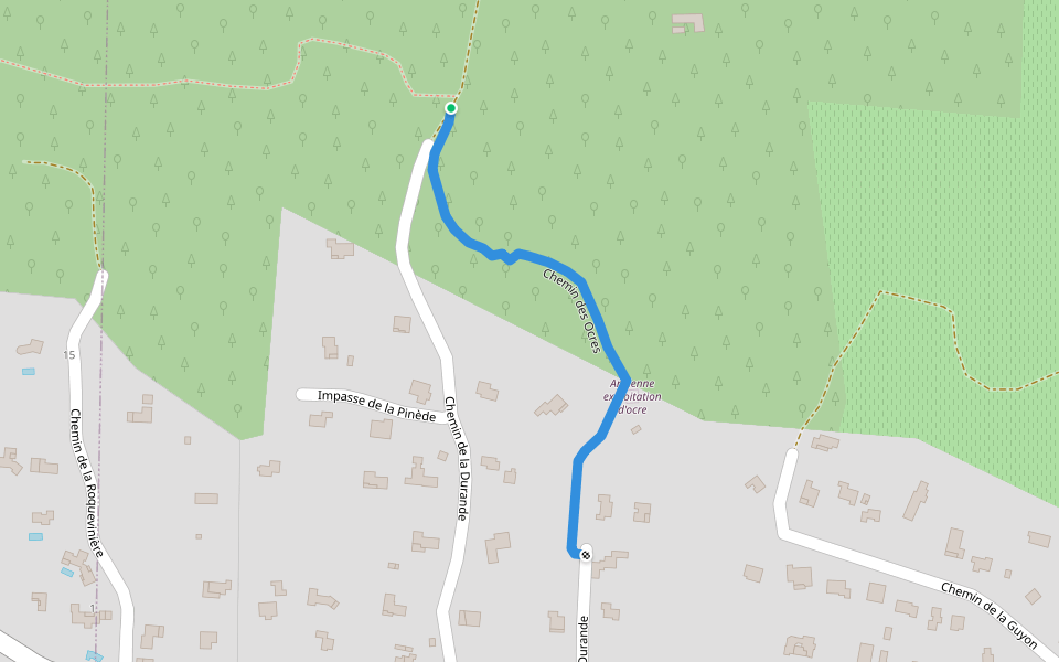 Chemin des Ocres walking route map in Saint-Laurent-la-Vernède
