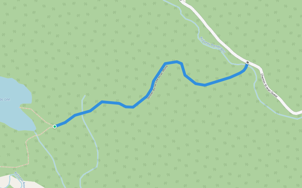 Sentier du lac Lee et lac Mona walking route map in L'Ascension