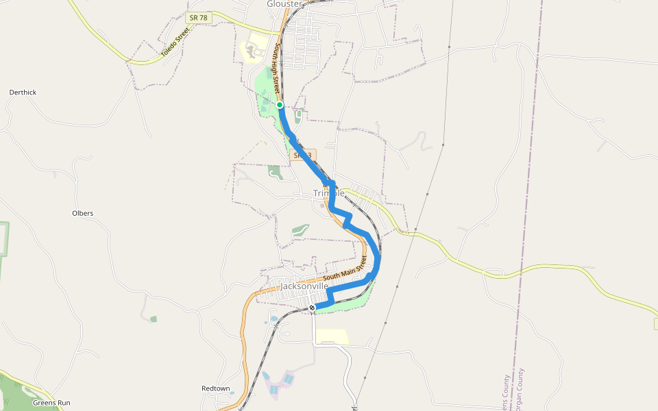 Tomcat Trail walking route map in Glouster
