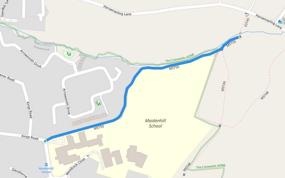 MST50 walking route map in Stonehouse