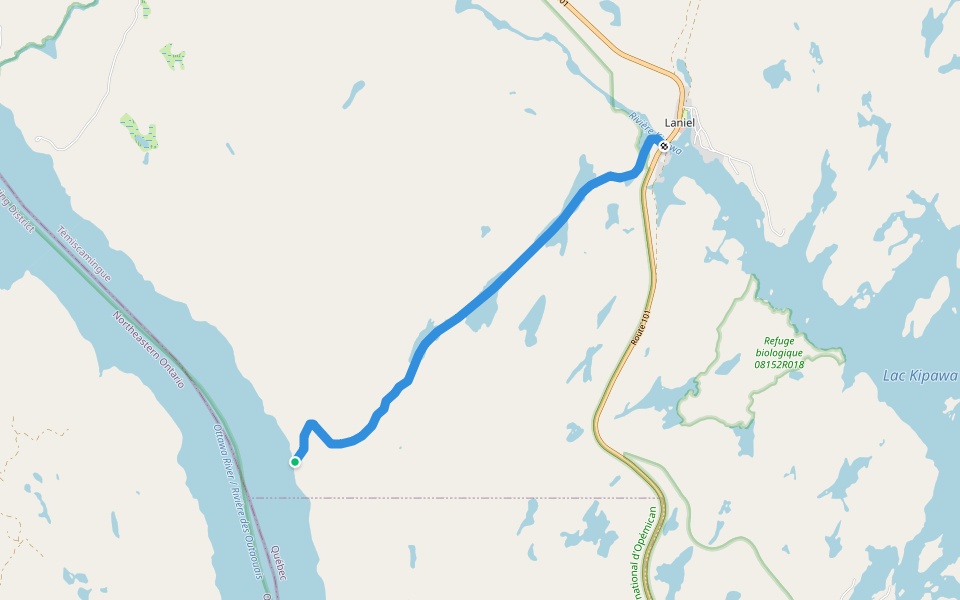 Portage Sauvage walking route map in Laniel