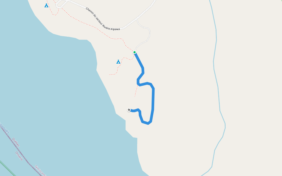 Sentier de la Paroi-aux-Faucons walking route map in Laniel