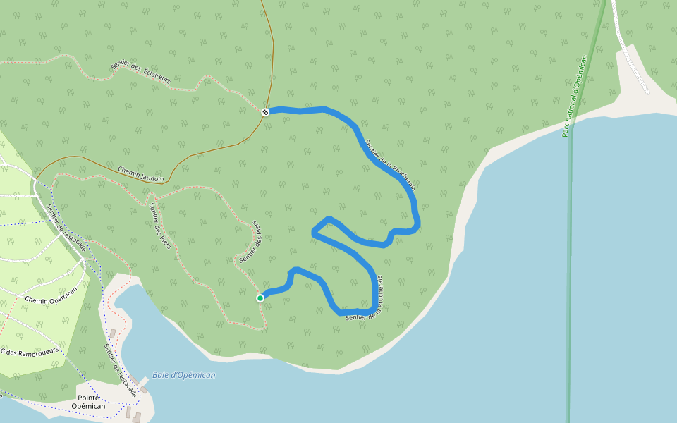 Sentier de la Prucheraie walking route map in Témiscaming