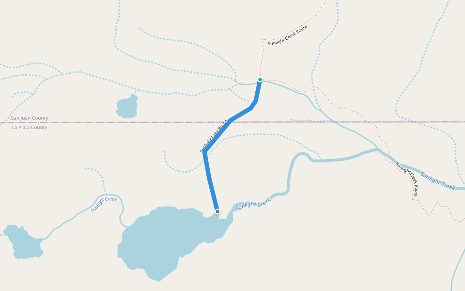 Sunlight Lake Route walking route map in Chimney Rock