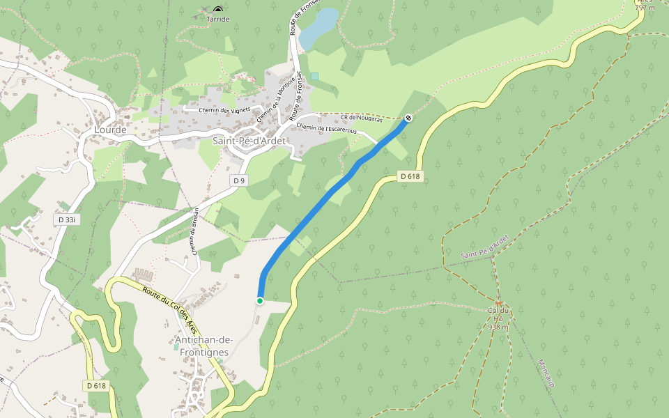 CR de Genos walking route map in Antichan-de-Frontignes