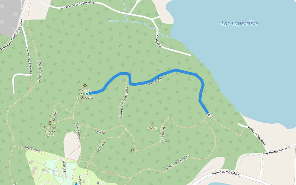 La Mésange walking route map in Duhamel-Ouest