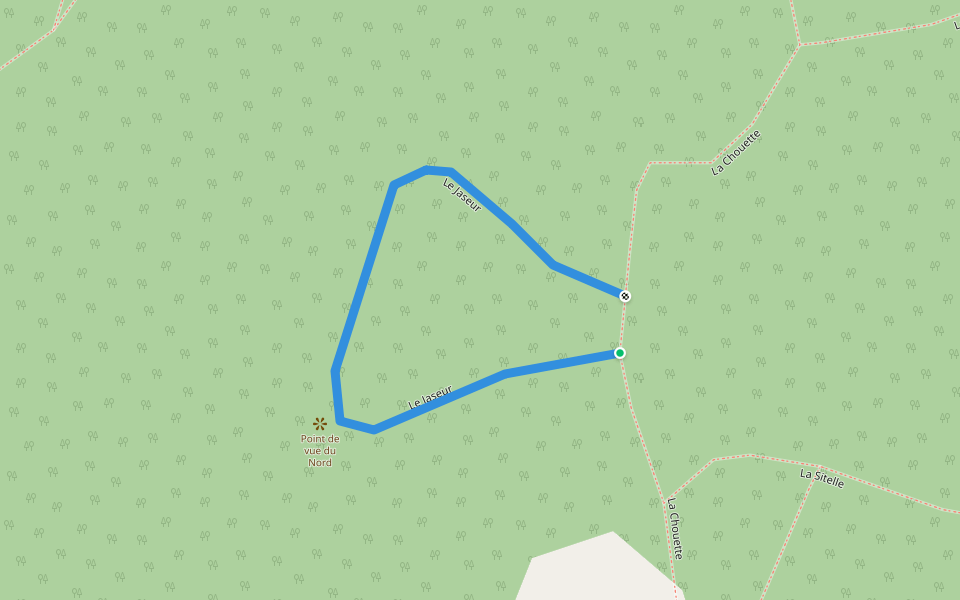 Le Jaseur walking route map in Duhamel-Ouest