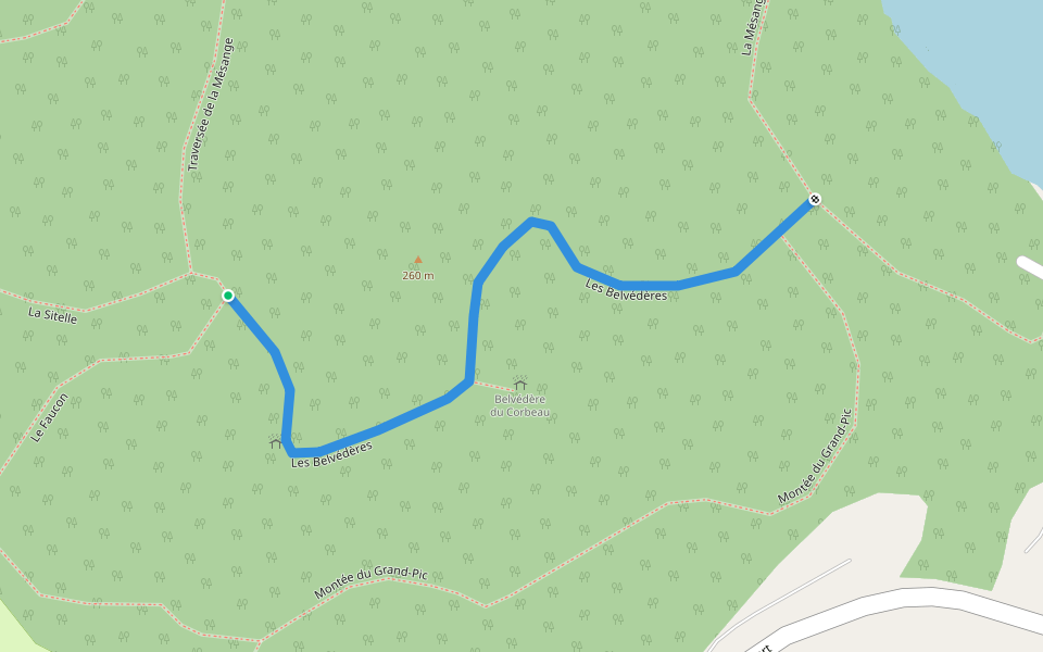 Les Belvédères walking route map in Duhamel-Ouest