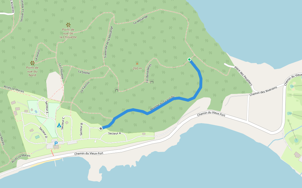 Montée du Grand-Pic walking route map in Duhamel-Ouest