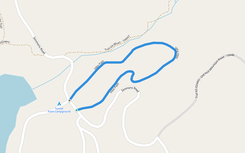 Hike Path walking route map in Potter Valley