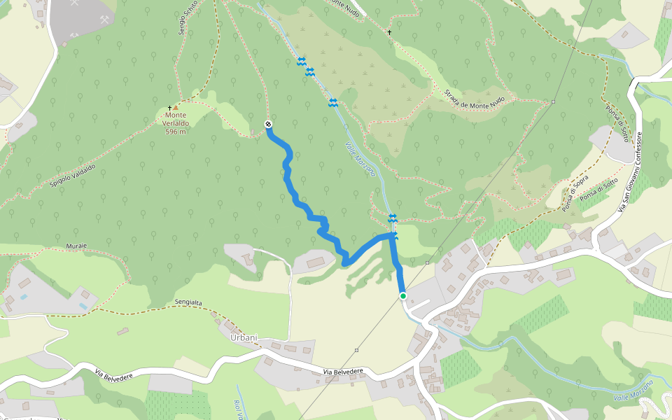 Sentiero delle Corde walking route map in Cereda-cozza Cornedo