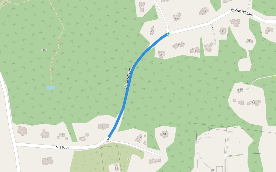 Bridge Hill Path walking route map in Bridgehampton