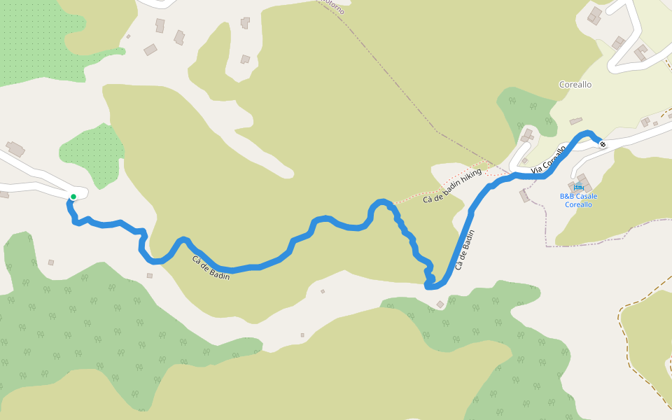 Cà de Badin walking route map in Tosse