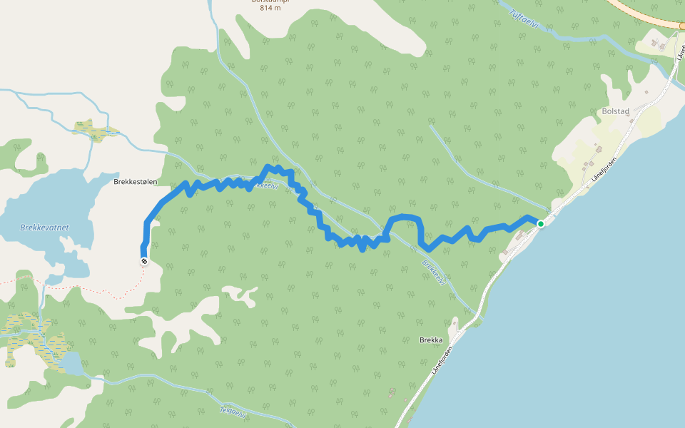 Brekkeli walking route map in Nessane