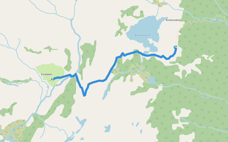 Etredalsstien walking route map in Hoyanger