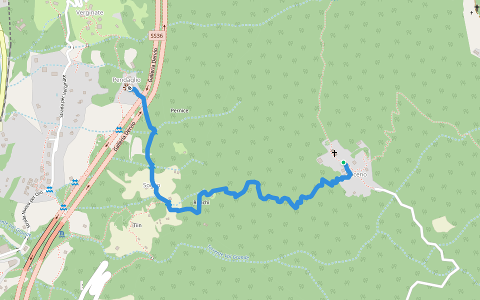 Noceno - Pendaglio walking route map in Noceno