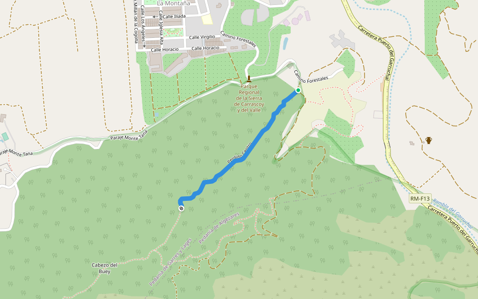 Perdido Centro walking route map in Murcia